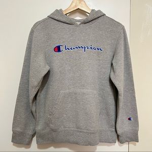 Light Grey Champion Big Girls Fleece Hoodie